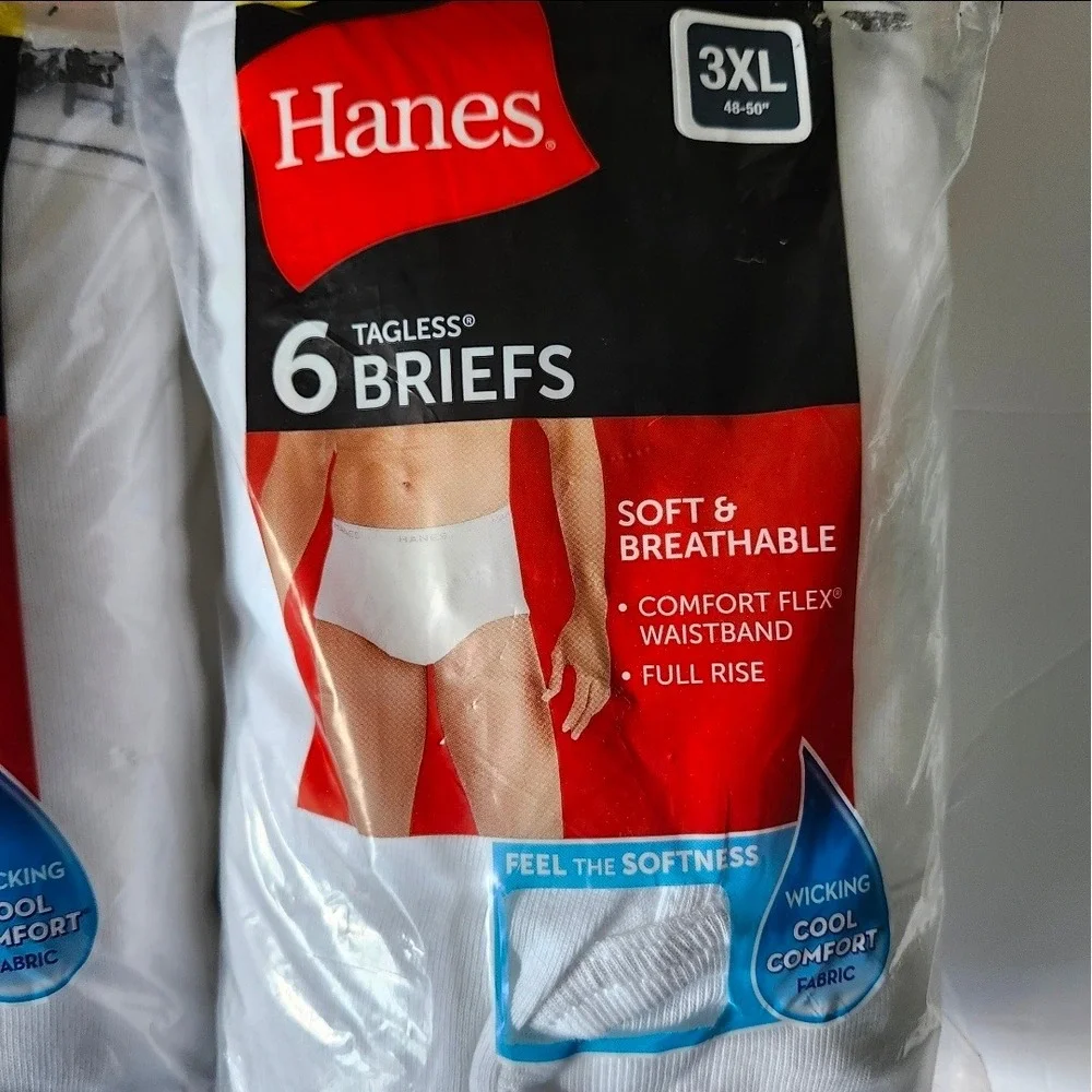 Hanes Mens 12 Pack Cotton Briefs White 3XL 48-50 Comfort Flex Waistband Tagless